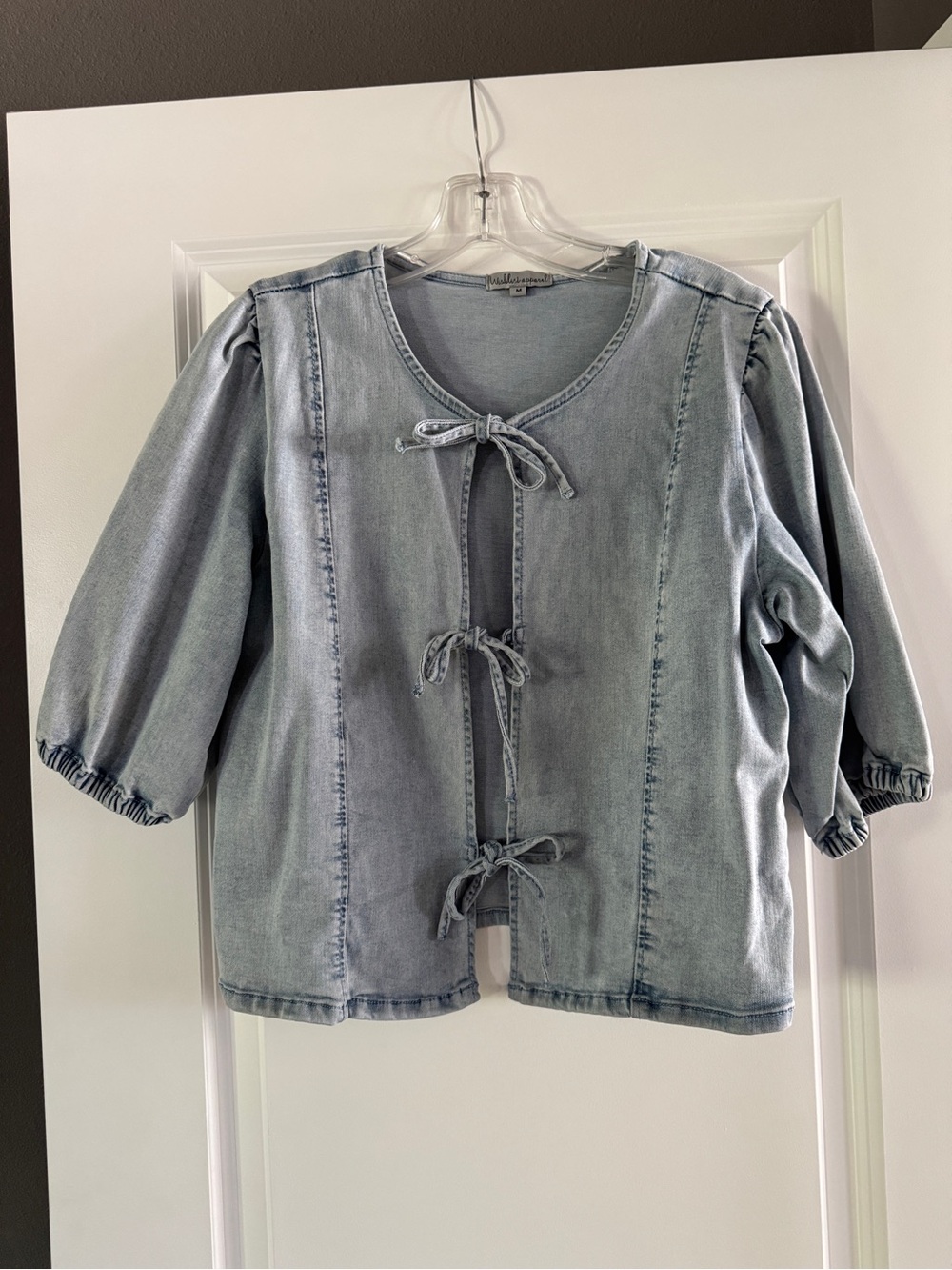 Light Wash Denim Tie-Front Shirt
